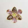 Idyllia motif ring Mixed cuts, Flower, Multicolored, Gold-tone plated