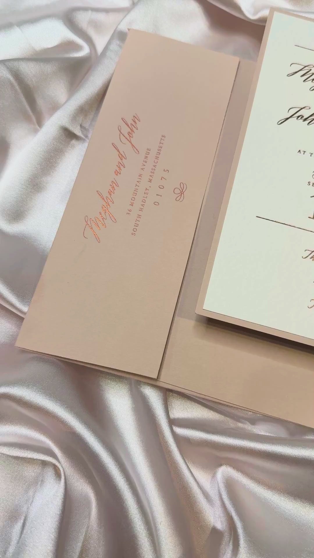 Elegant 2 Layer Calico Glitz Cream Invitation