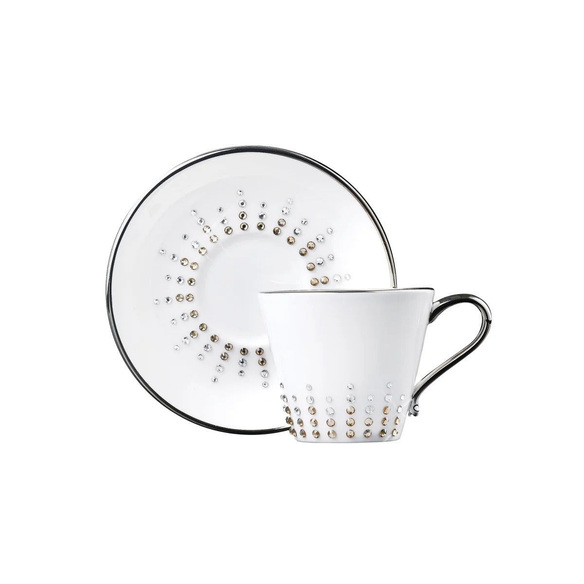 Chain Tiara Topaz Espresso Cup & Saucer, Platinum