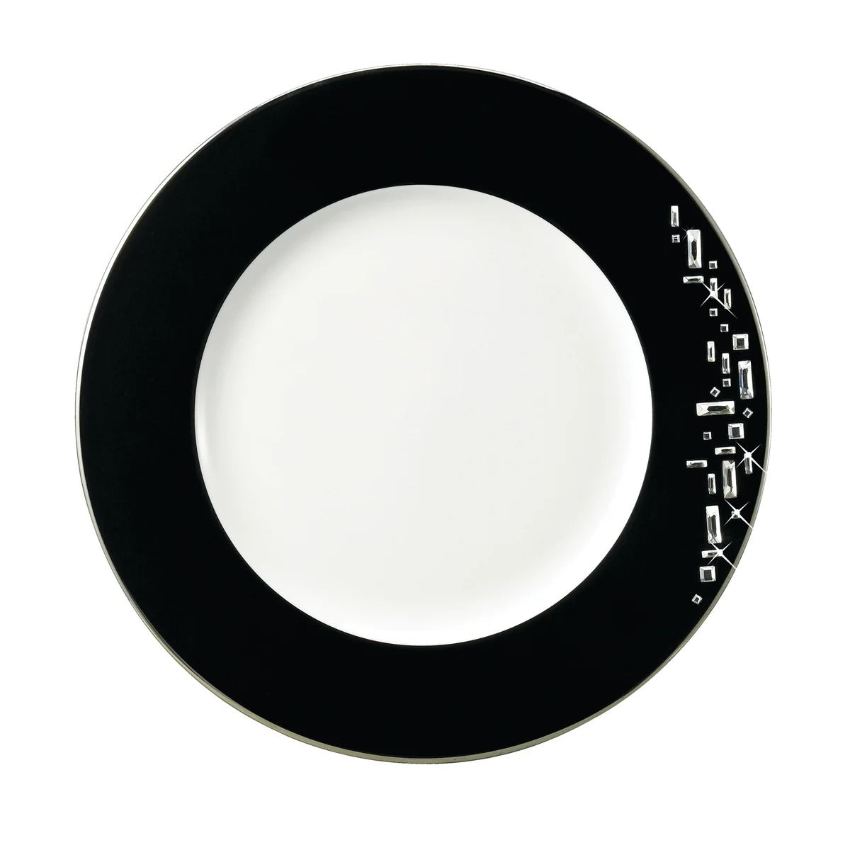 Diana Black Dinner Plate (Black Rim), Platinum