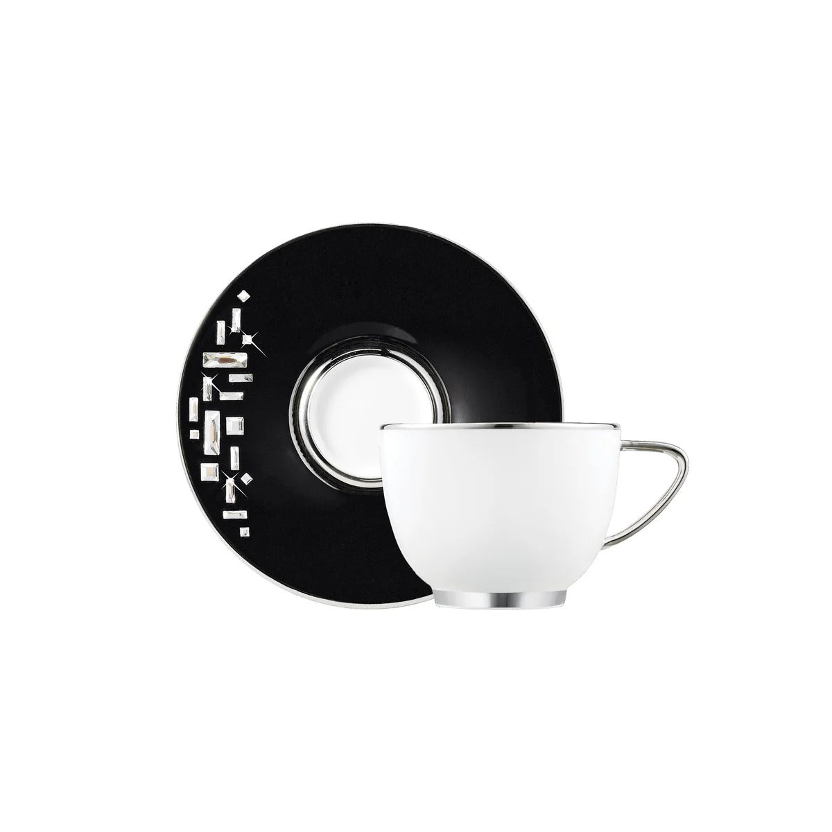 Diana Black Espresso Cup & Saucer, Platinum