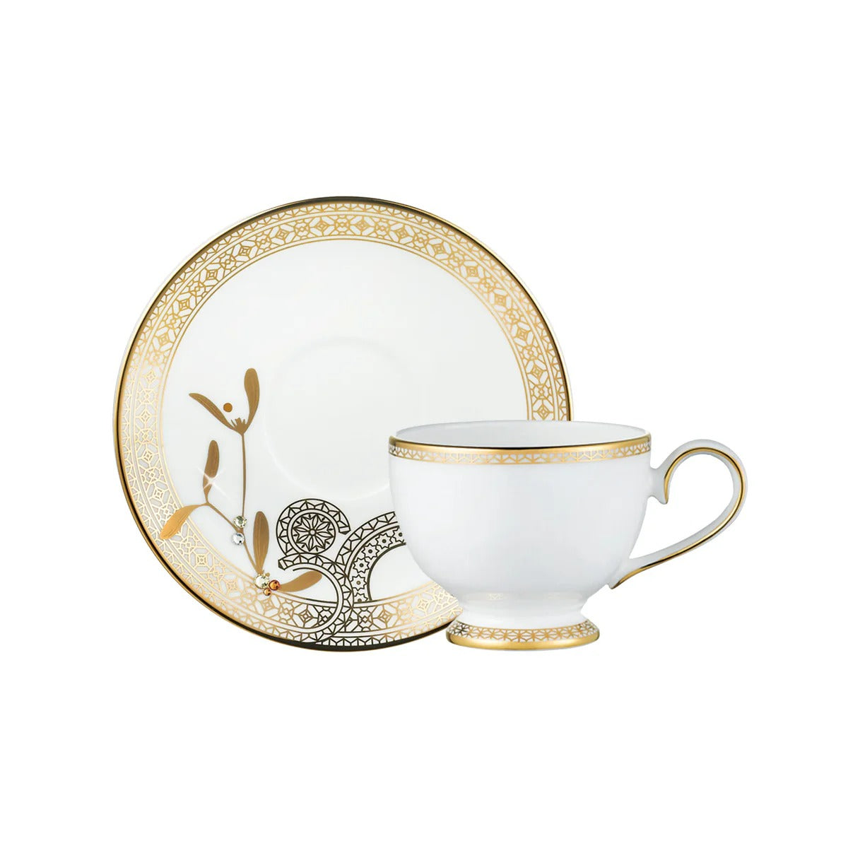 Golden Leaves Espresso Cup  Saucer Gold