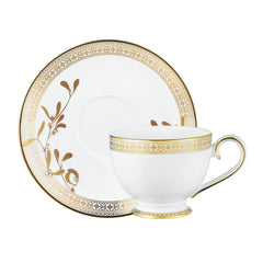 Golden Leaves Tea Cup Saucer Gold