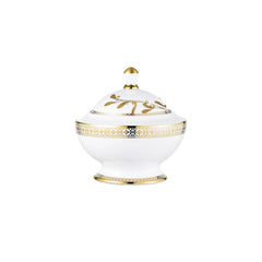 Golden Leaves Sugar Bowl Gold