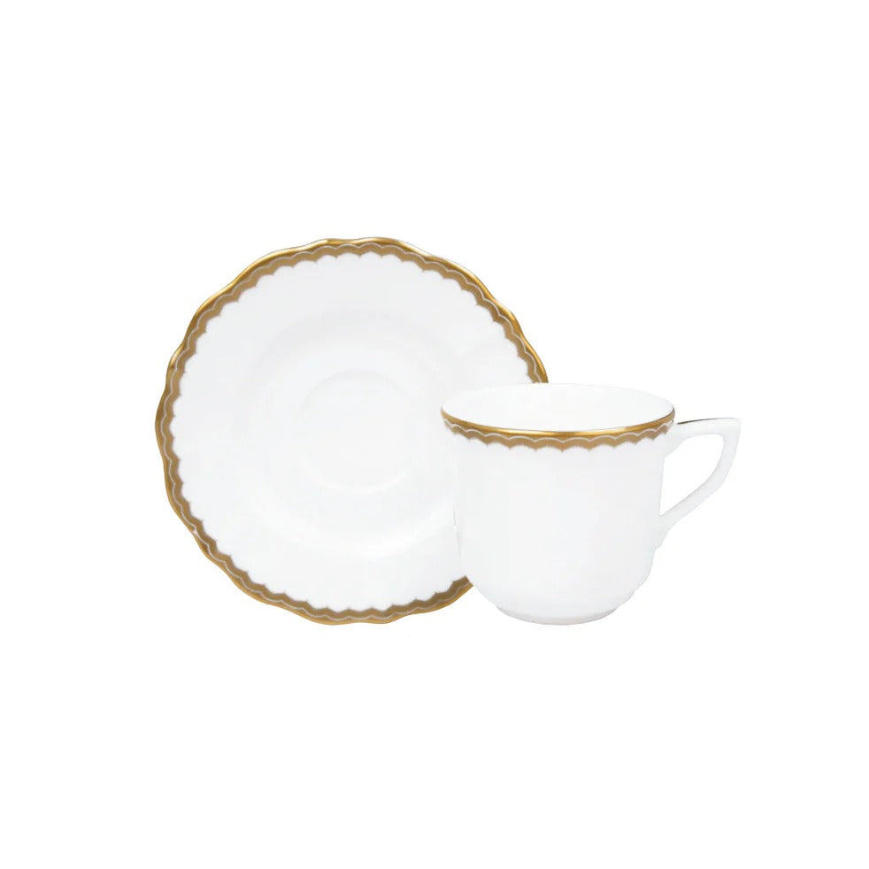 Antique Gold Espresso Cup & Saucer, Gold