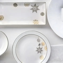 Winter Crystal 13" Sandwich/ Cake Tray Platinum Rim