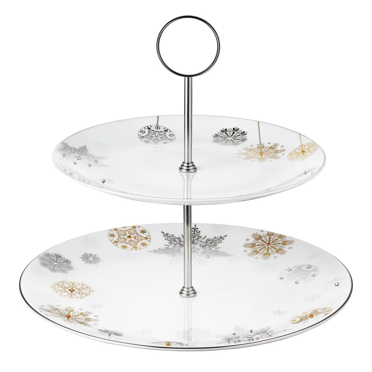 Winter Crystal 2-Tier Cookie / Chocolate Stand Platinum Rim