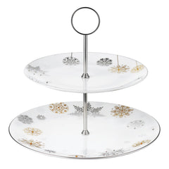 Winter Crystal 2-Tier Cookie / Chocolate Stand Platinum Rim