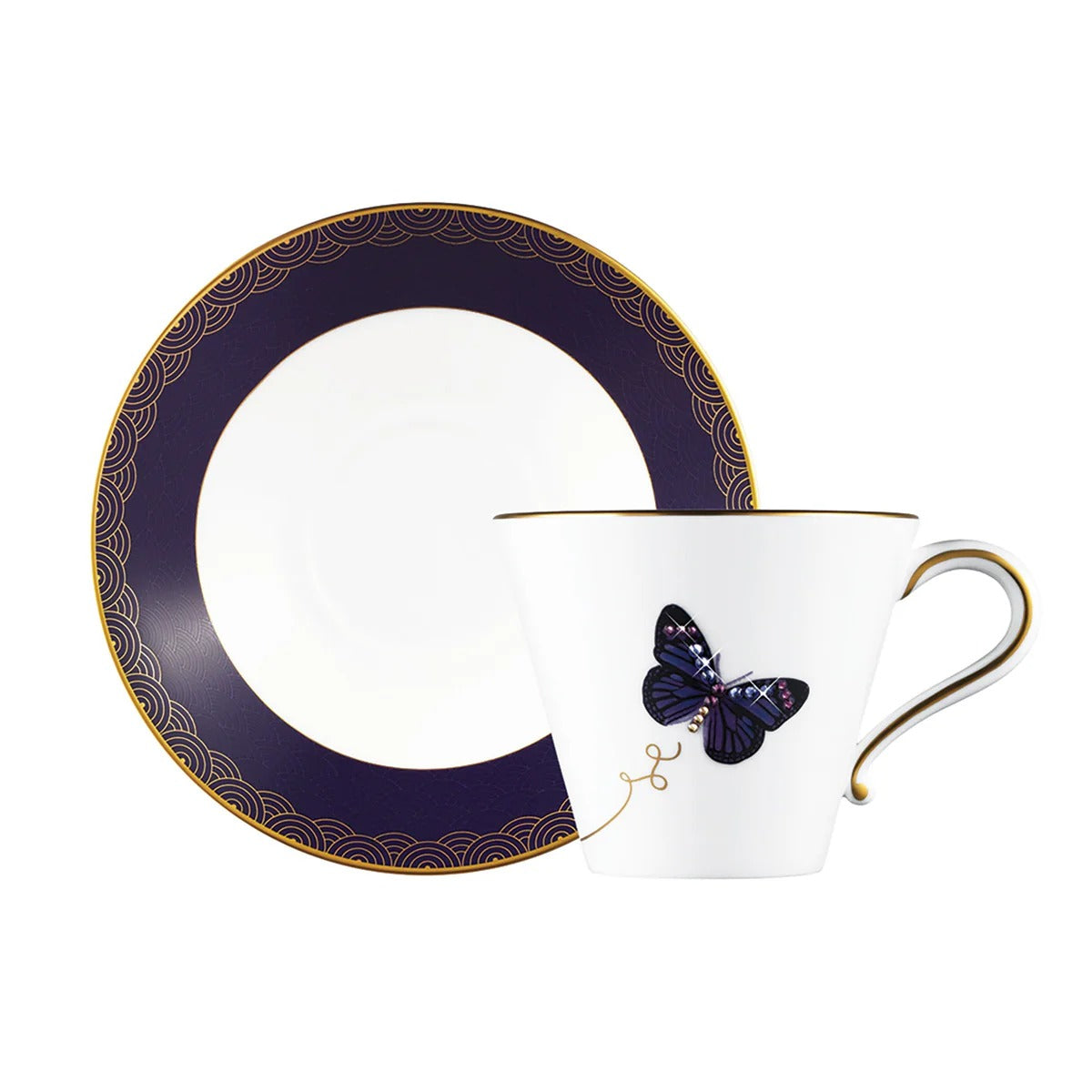 My Butterfly Tea Cup Saucer Gold-Purple