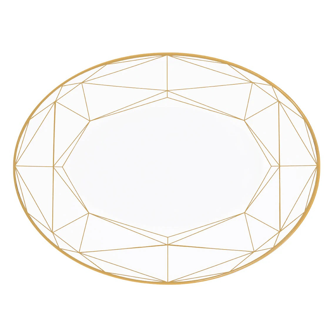 Gem Cut Gold Oval Platter