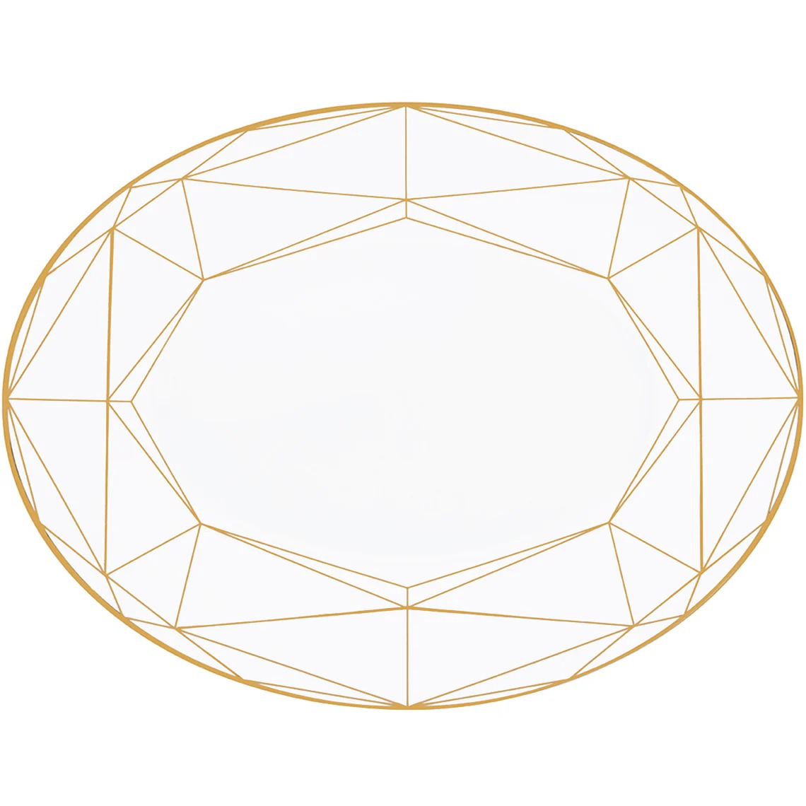 Gem Cut Gold Oval Platter