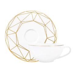 Gem Cut Gold Tea Cup &amp; Saucer