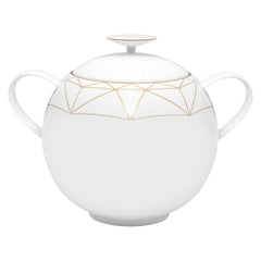 Gem Cut Gold Covered Vegetable Bowl/ Soup Tureen