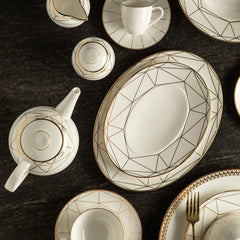 Gem Cut Gold Oval Platter