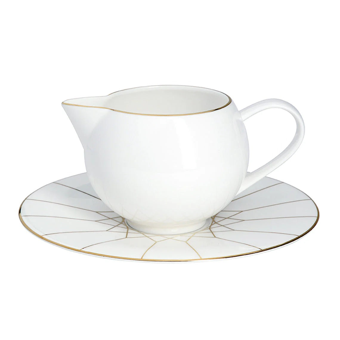 Gem Cut Gold Gravy Boat Saucer