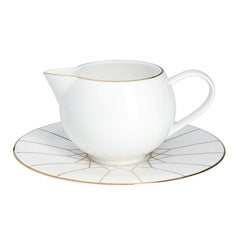 Gem Cut Gold Gravy Boat Saucer