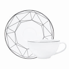 Gem Cut Onyx Tea Cup Saucer