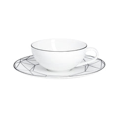 Gem Cut Onyx Tea Cup Saucer