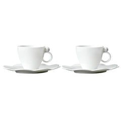 Geometrica White Espresso Cup Saucer set of 2