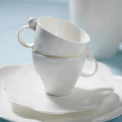Geometrica White Espresso Cup Saucer set of 2