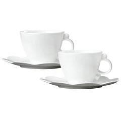 Geometrica White Tea Cup Saucer set of 2