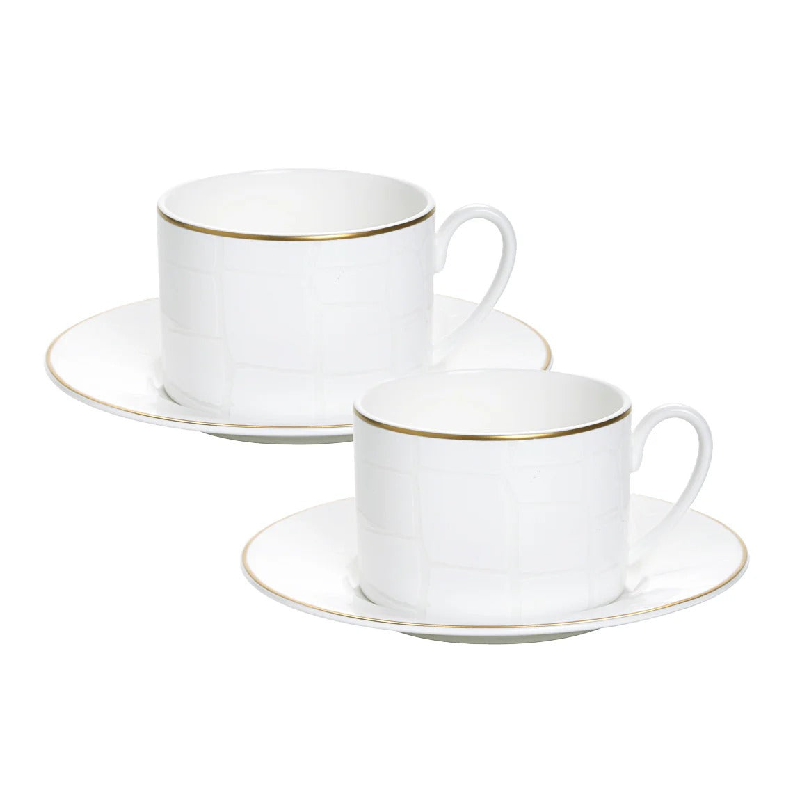Alligator White Tea cup & Saucer, Set of 2