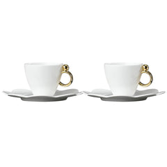 Geometrica Gold Espresso Cup &amp; Saucer, set of 2
