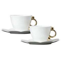Geometrica Gold Tea Cup & Saucer set of 2