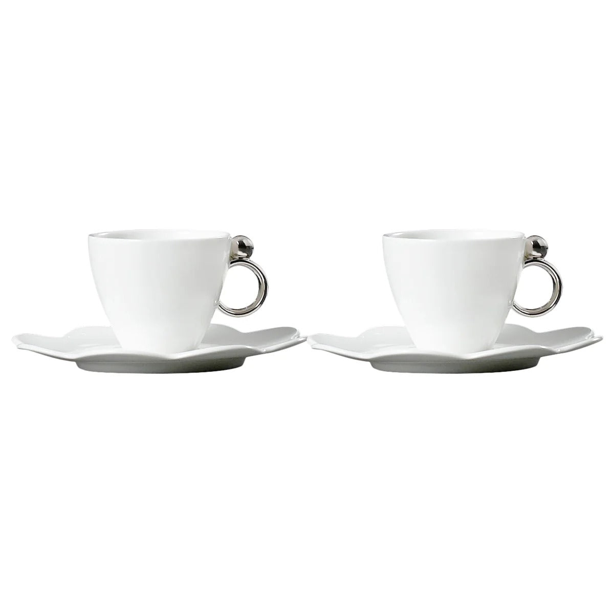 Geometrica Silver Espresso Cup & Saucer, set of 2