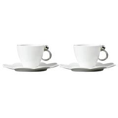 Geometrica Silver Espresso Cup & Saucer, set of 2