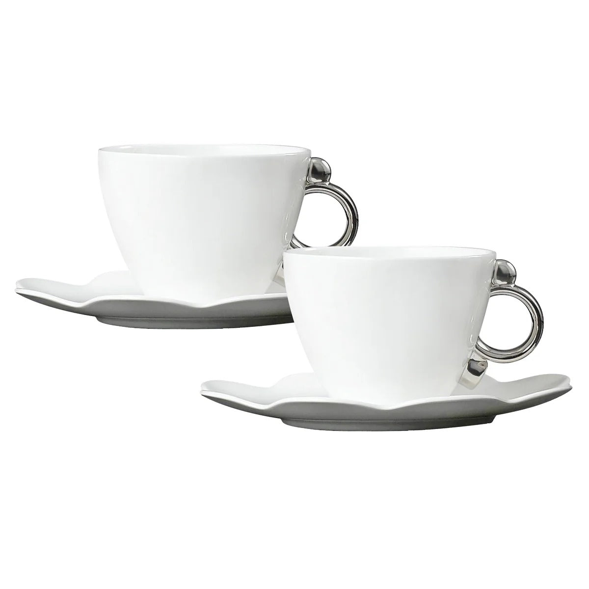 Geometrica Silver Tea Cup & Saucer, set of 2