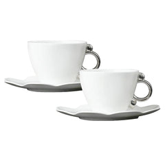 Geometrica Silver Tea Cup & Saucer, set of 2