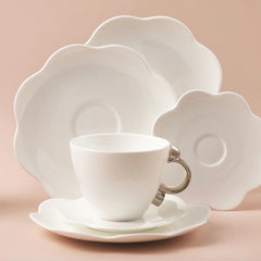 Geometrica Silver Tea Cup & Saucer, set of 2