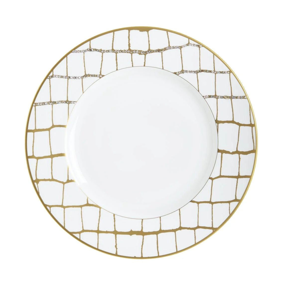 Alligator Gold Dinner Plate with Crystal