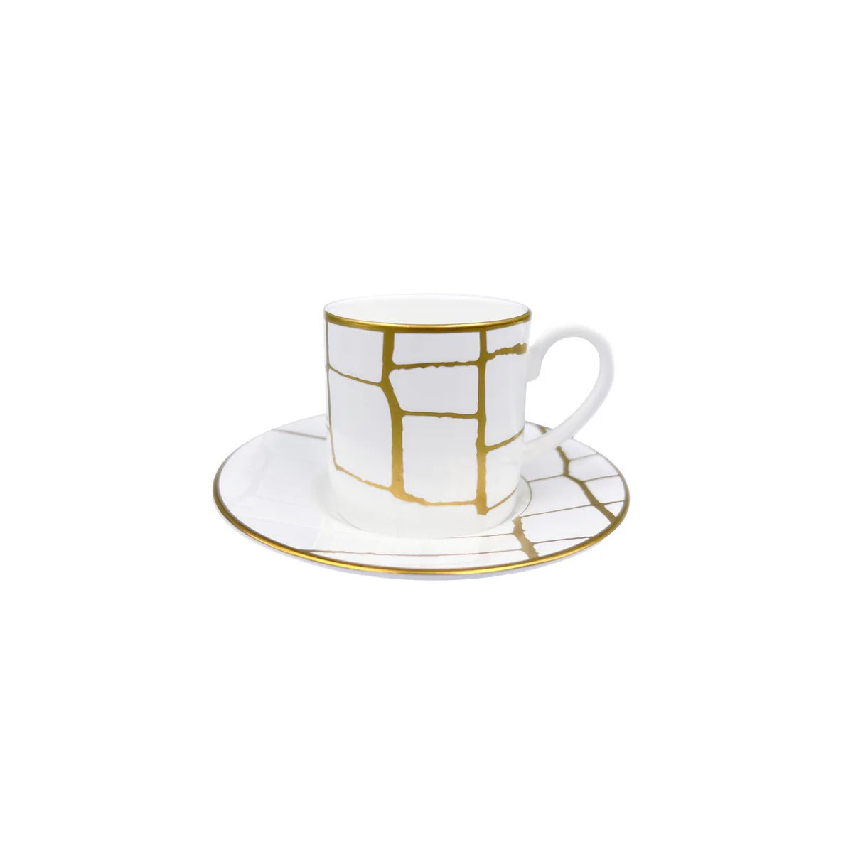 Alligator Gold Espresso Cup & Saucer Crystal (Set of 2)