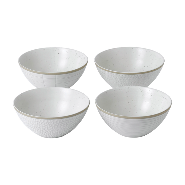 Mixed White Cereal Bowls, Set Of 4