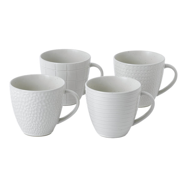 Mixed Pattern White Mug (set Of 4)
