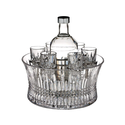 Lismore Diamond Vodka Set With Chill Bowl, Shot Glasses & Silver Insert