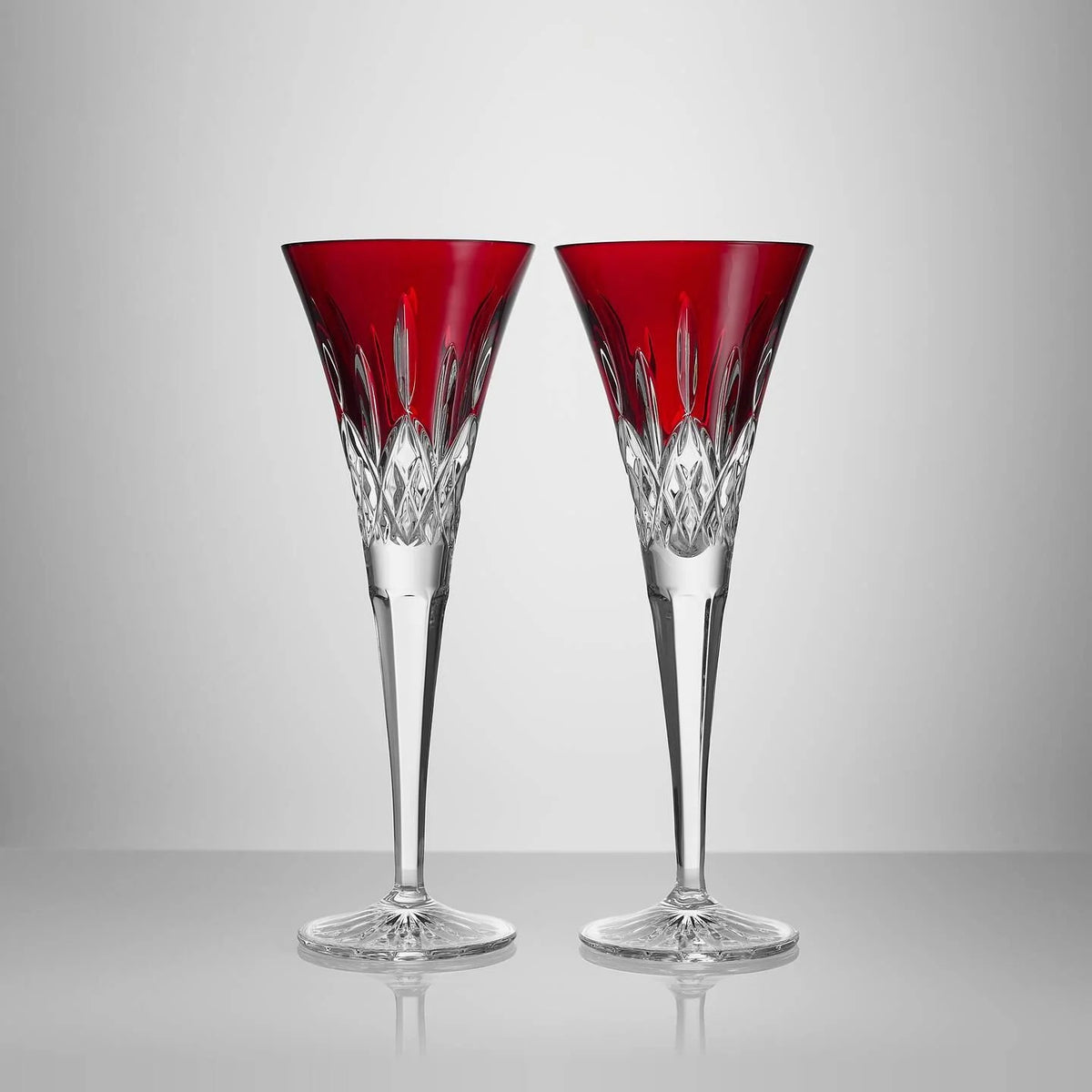 Lismore Red Toasting Flute, 5.5oz, Set of 2
