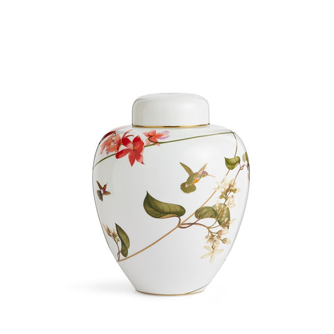 Hummingbird Lidded Vase 9.8In