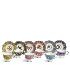 Florentine Teacup & Saucer 174ml 5.8floz, Set of 6 Mixed Colors