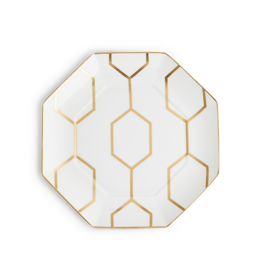 Gio Gold White Accent Plate Octagonal