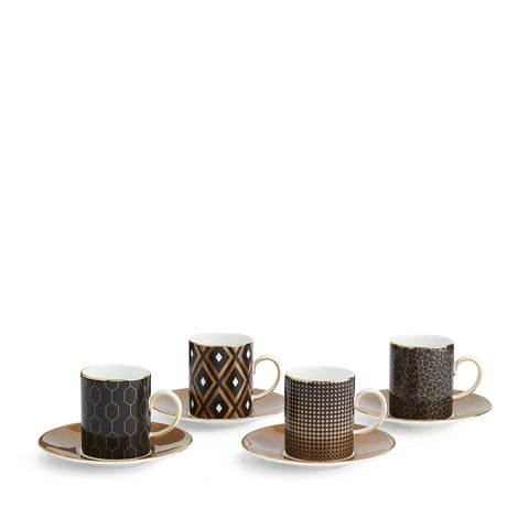 Gio Gold Accent Espresso Cup & Saucer, Set Of 4