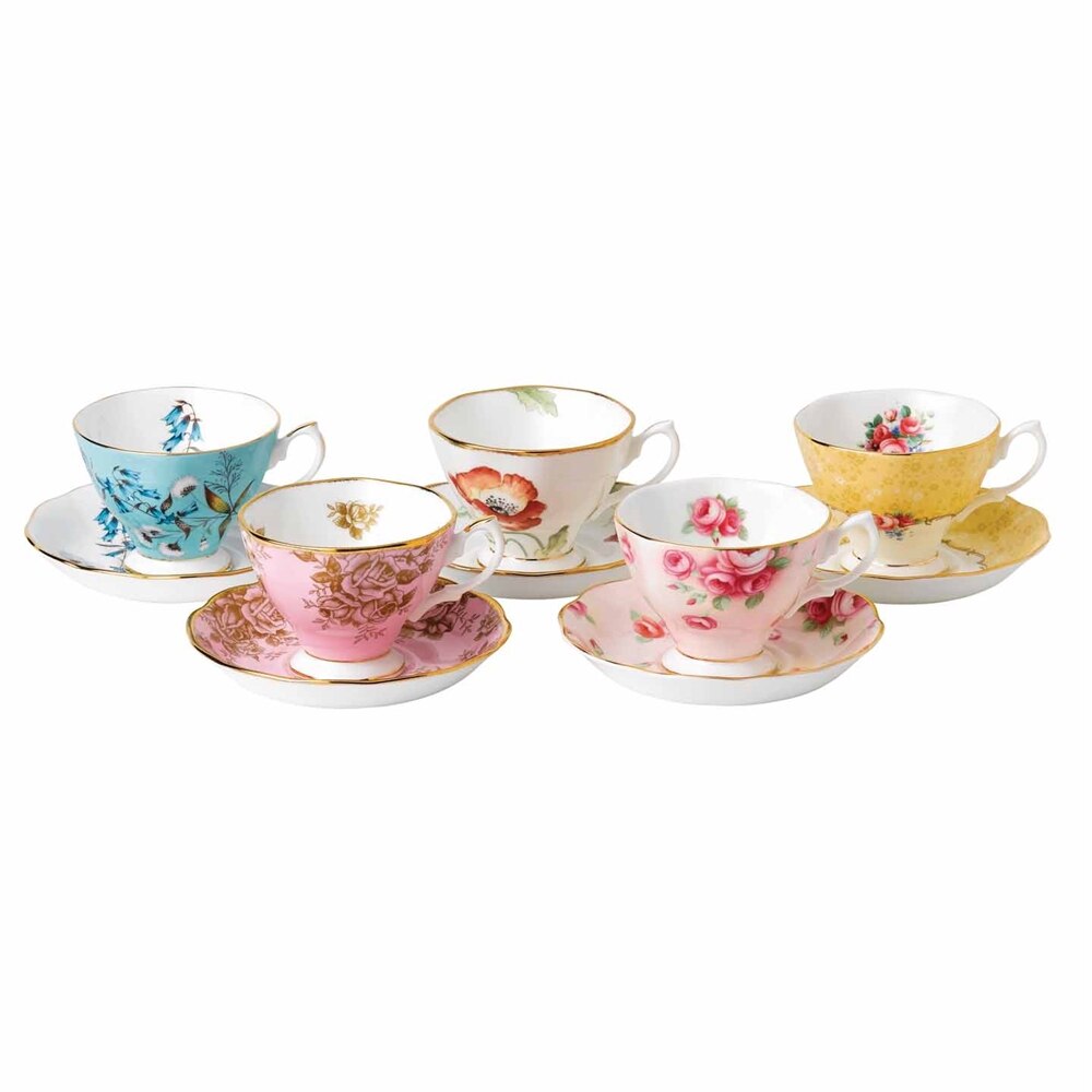 Royal Albert 100 Years Of Royal Albert 1950-1990 5-piece Teacup & Saucer Set