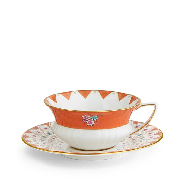 Wonderlust Peony Diamond Teacup & Saucer Set