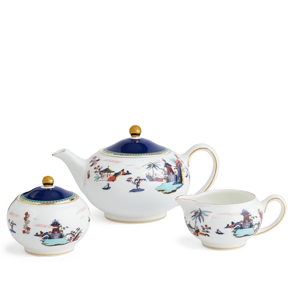 Wonderlust Blue Pagoda 3-Piece Tea Set