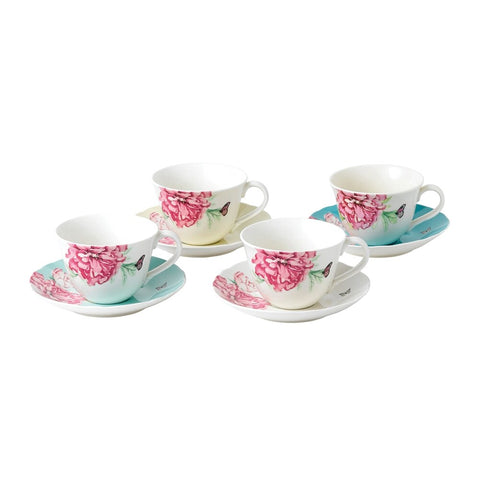 Royal Albert Miranda Kerr Everyday Friendship Teacup & Saucer Mixed Colors, Set Of 4