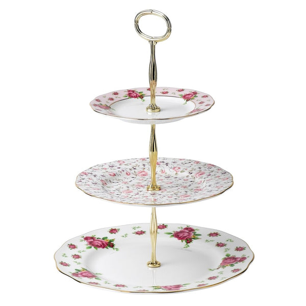Royal Albert New Country Roses White Vintage 3-tier Cake Stand
