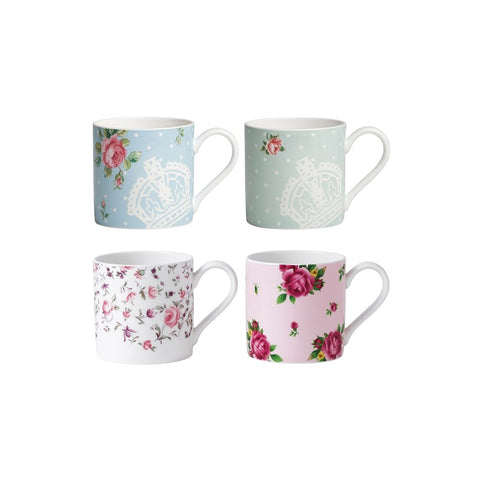 Royal Albert New Country Roses Assorted Modern Casual Mugs, Set Of 4