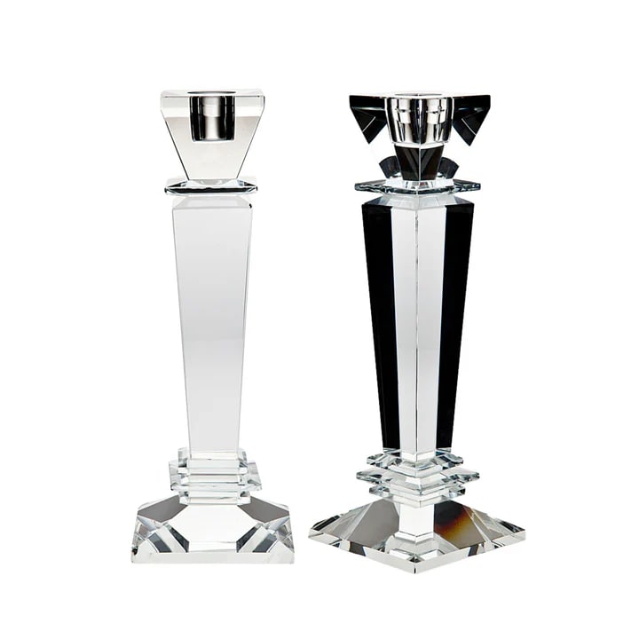 Classic Euro Crystal Tapered Candle Holder Set